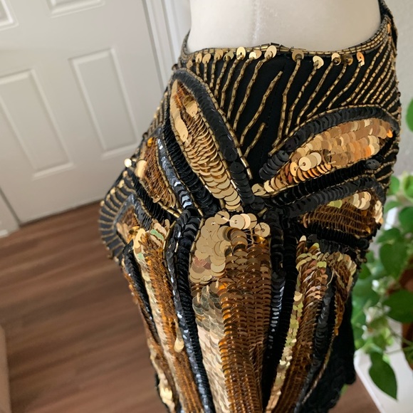 1980s Silk Hand-Beaded Cocktail Dress - Picture 3 of 12